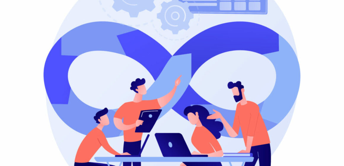 DevOps team abstract concept vector illustration.