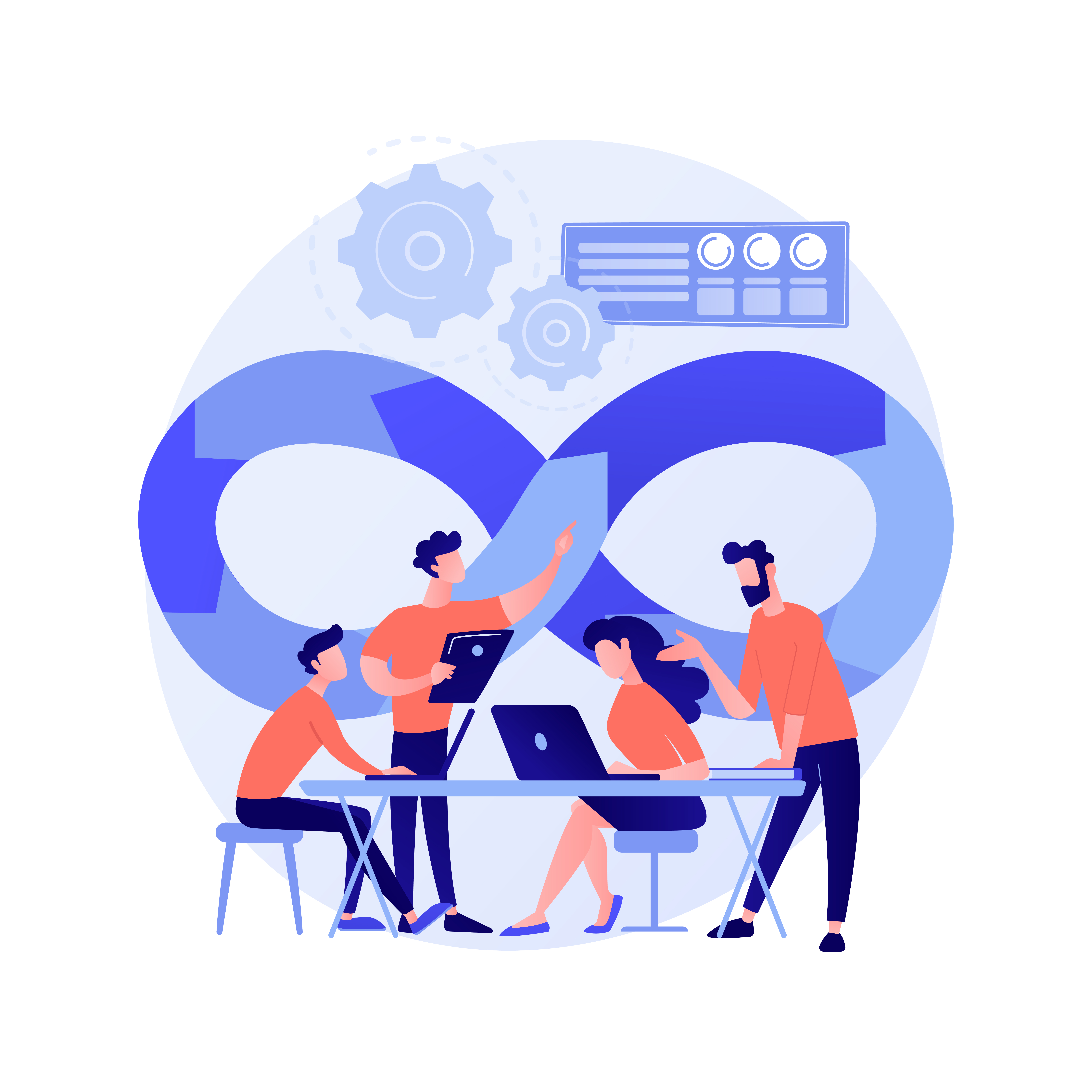 DevOps team abstract concept vector illustration.