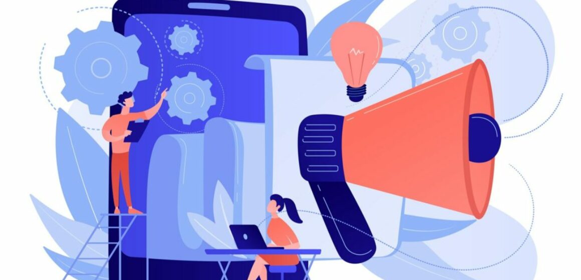 tablet-with-loudspeaker-team-working-white-paper-ico-investment-document-startup-business-strategy-product-development-plan-concept-vector-isolated-illustration_335657-1986