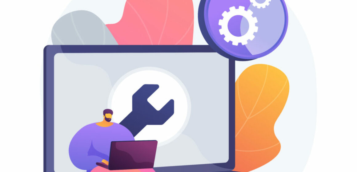 Computer troubleshooting abstract concept vector illustration.