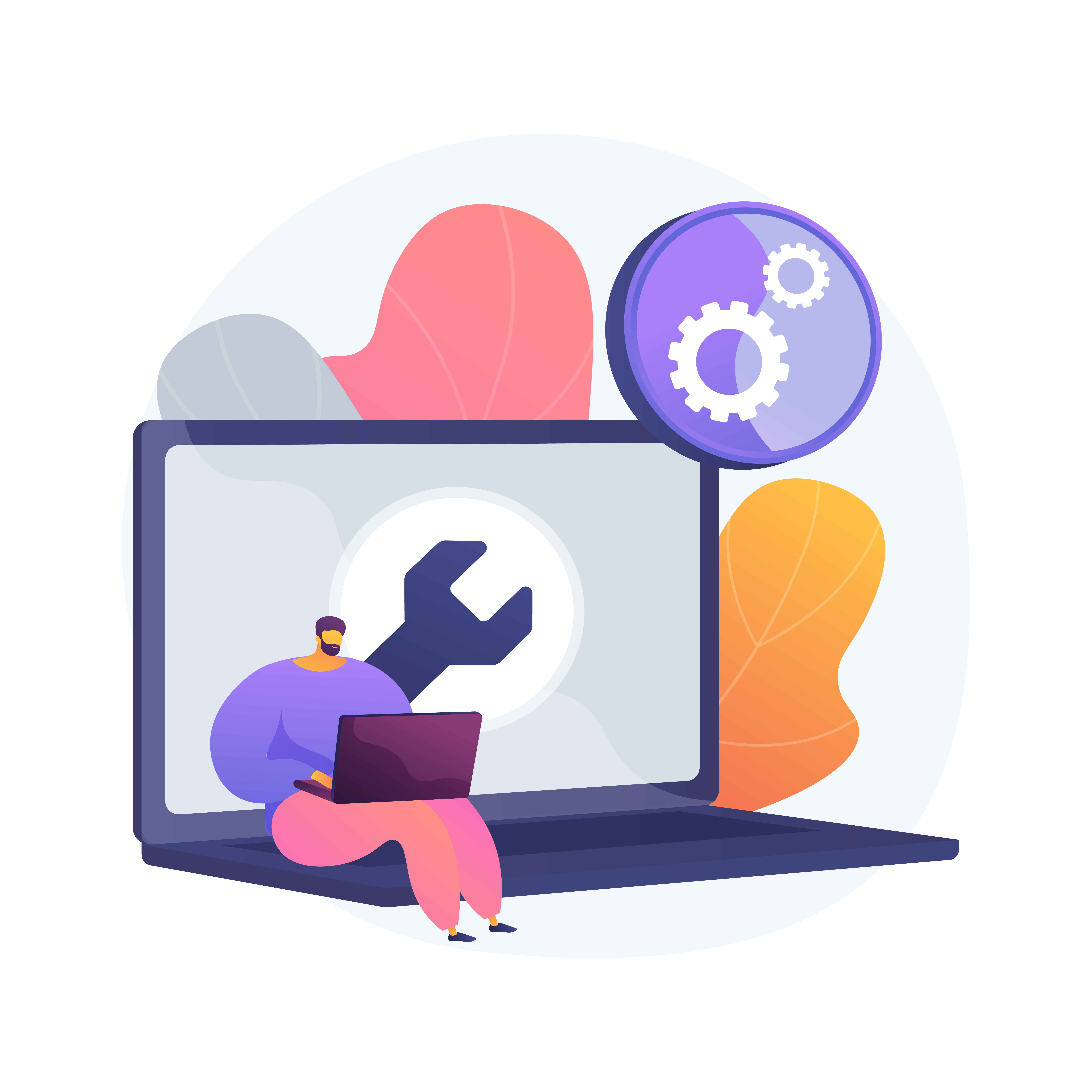 Computer troubleshooting abstract concept vector illustration.