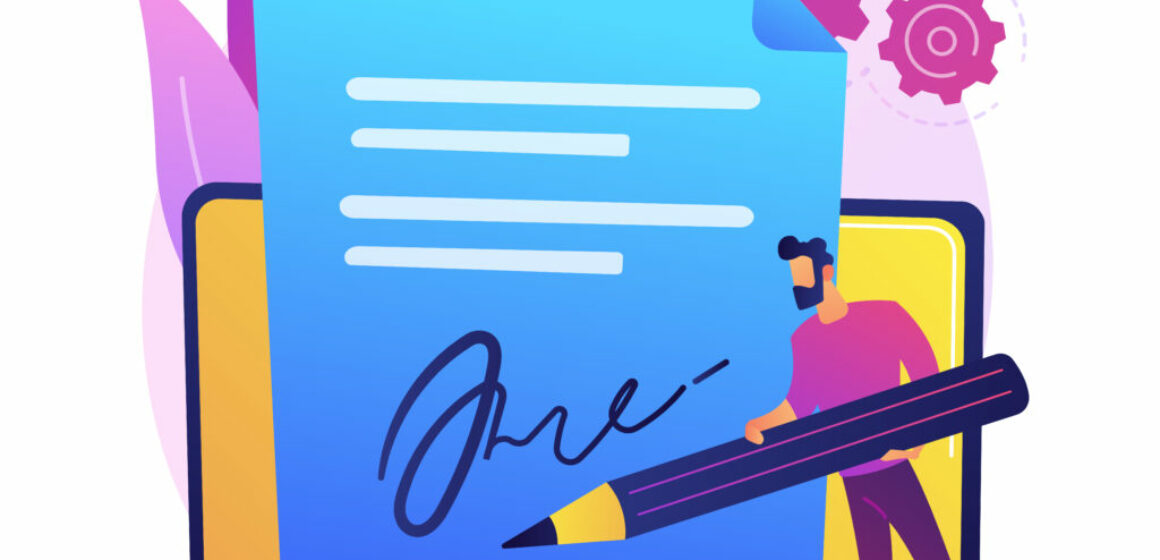 Electronic signature vector concept metaphor